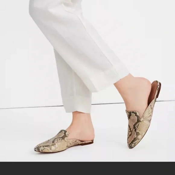 ! Madewell The Frances Skimmer Mule in Snake Embossed Leather - Size 8.5 - Picture 2 of 8